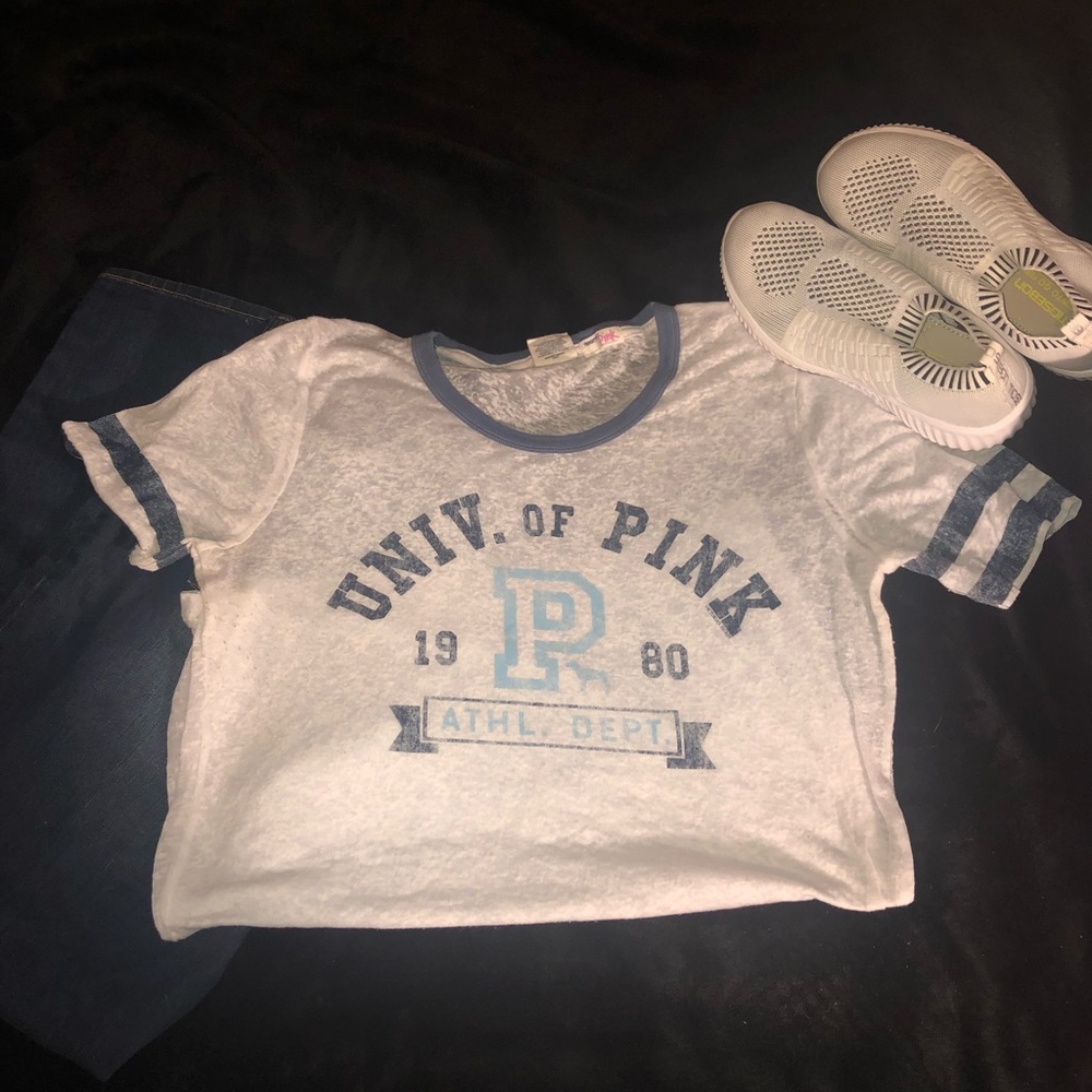 VS PINK Sheer white T Large